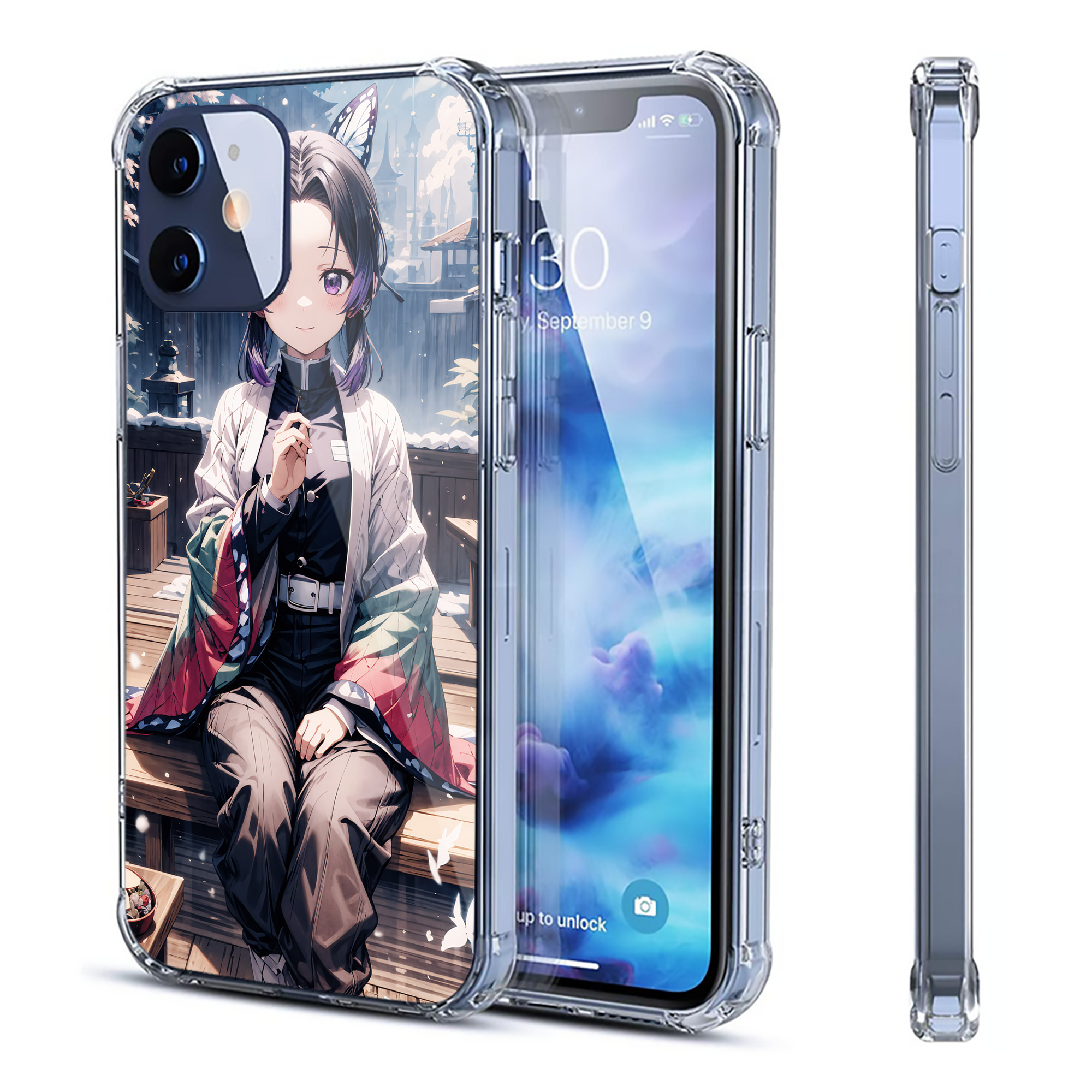 （画像用） 鬼滅の刃（きめつのやいば）蟲柱-胡蝶 しのぶ／こちょう しのぶ Kochou Shinobu 【iPhone 12シリーズ対応】透明スマホケース（クリアソフトケース）